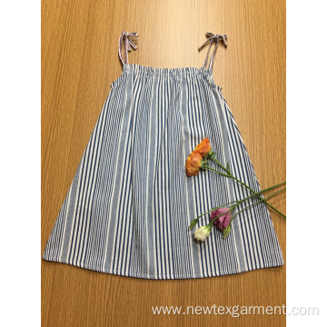 casual striped A shape strapy girls dress